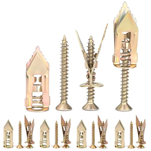 100Pcs Self-Drilling Drywall Anchors, 50Pcs Wall Anchors and 50 Pcs Screws, Drywall Anchors and Screw kit, Heavy-Duty Metal Wall Anchors, No Drilling Required, Easy to Use (100Pcs)