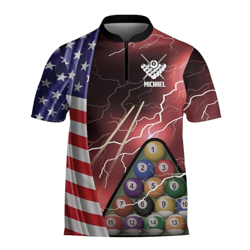 Perseonalized Billiards Jersey for Men, Thundle Lightning Billiards Shirt, Billiards Team Shirt, 8 Ball Pool Billiards Shirts, Billiards Shirt Unisex, Custom Billiard Polo Shirt Black3