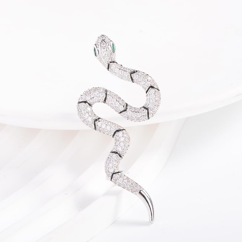 Image of Gold Snake Brooches Pins for Women Men Statement Snake Enamel Lapel Pins Crystal Rhinestone Accessories Powerful Animal Insect Clothing Coat Jacket Lapel Jewelry Gifts