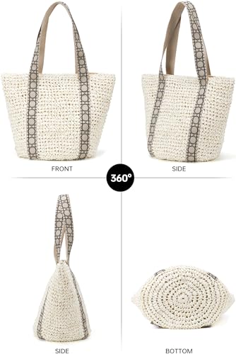 Beach Bags for Women - Summer Straw Bag Cute Woven Tote Purse for Vacation Travel