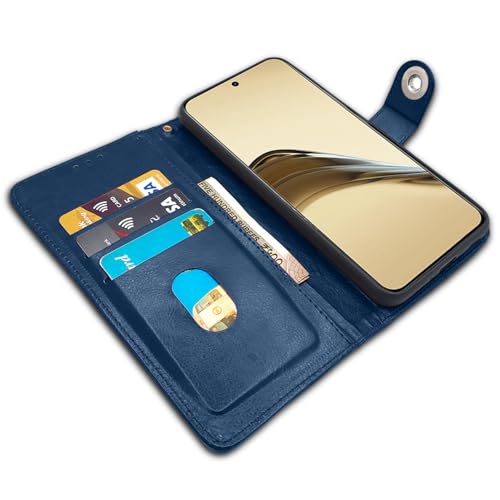 Image of Pikkme Flip Cover Leather Finish | Inside TPU with Card Pockets | Wallet Stand and Shock Proof | Complete Protection Button Flip Case for Realme 13 Pro 5G / Realme 13 Pro Plus 5G (Blue)
