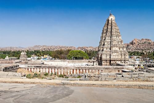 Affiche temple hindou Virupaksha déco Inde poster ruines Hampi 120x80 cm adrium paysage
