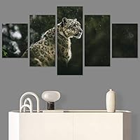 SIGNWIN 5 Panel Canvas Wall Art Animals Cheetah Closeup Contemporary Expressive Modern Artwork for Home Decorations Ready to Hang - 60