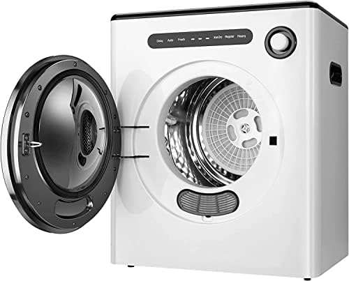 OOTDAY DS-04-WHITE Compact Laundry, 0.17 cuft Front Load Stainless Steel, Clothes Dryers with Exhaust Pipe, 65W, ABS Control Panel, for Apartments, Home, Dorm
