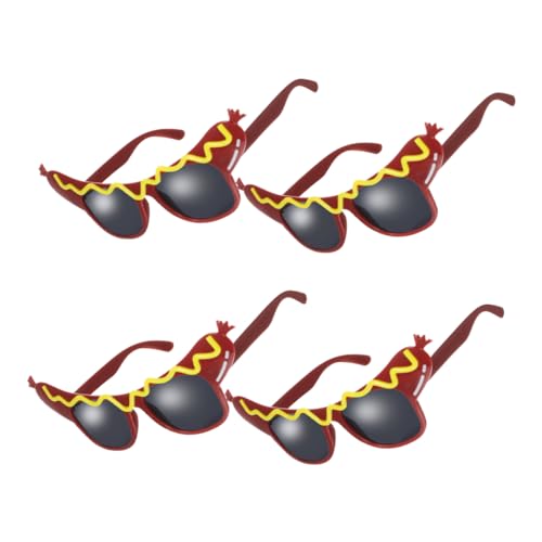 BESPORTBLE 4Pcs Hot Dog Shaped Glasses for Halloween Year's Eve and Carnival Parties Funny Photo Props for Adults Attention Grabbing Costume Accessories