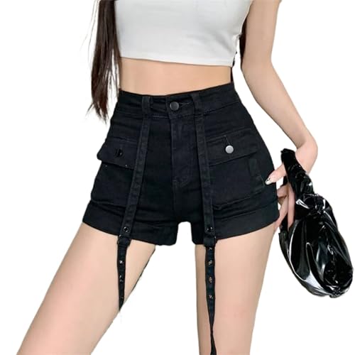 Short denim femme taille haute à jambe large pour l'été