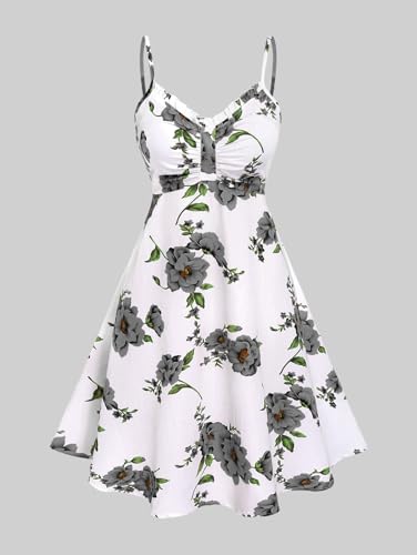 Image of Rosegal Plus Size Women Cottagecore 2PC Floral Sundress Set
