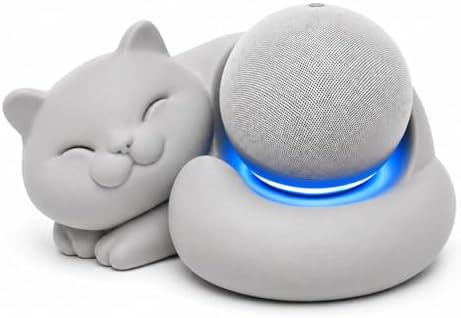 Suporte Echo Dot 4 e 5 Geração Gato Dormindo Impressão 3D Decorativo (CINZA)