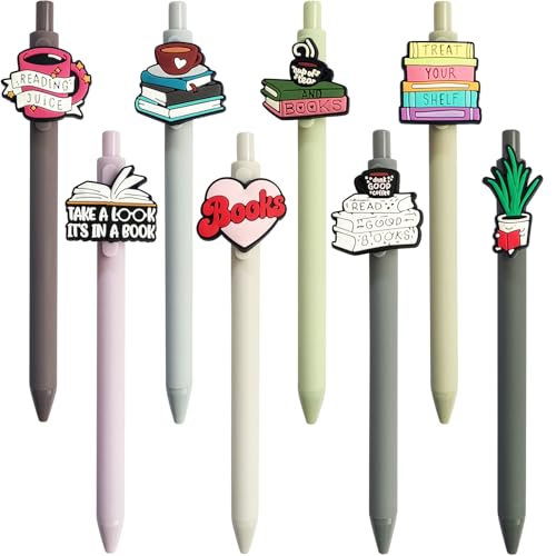LSLSHY Cute Book Lovers Pens Club Bookish Gifts Aesthetic Black Ink Pens Stationery Book Themed Decor Library Supplies Accessories Appreciation Gift for Women Readers Bookworm Librarian Teacher
