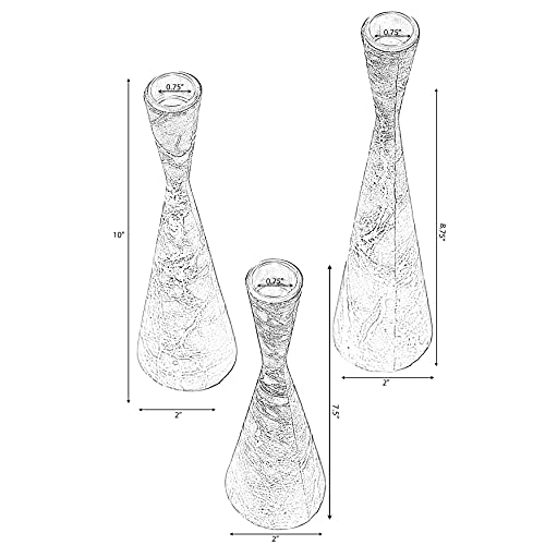 Set Of 3 Decorative Resin Taper Candle Holders, Marble Design Modern Candlesticks, Gray #TOP5