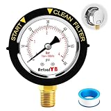 AetralYB Pool Filter Pressure Gauge, 304 Stainless Steel, IP67 Waterproof, 0-60 Psi/Bar, 2' Dial, 1/4' NPT Bottom Mount, ±2% Accuracy, for Swimming Pool,Sand Filter Systems 1Pc, Taflon Tape Included