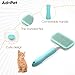Adopet Self-Cleaning Pet Grooming Brush – Smooth Grooming Brush for Dogs and Cats, Easy Hair Removal with the Push of a Button, Gentle Shedding Remover for Small Pets, Comfortable Non-Slip Handle
