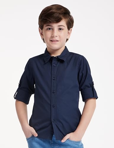 Image of Amazon Brand-Symbol Boy's Cotton Regular Shirt (Symaw22Shr02 Navy 2 6-7 Years)