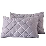 evoLive Elastane Cooling Diamind Quilted Standard, Full/Queen Sham 20'x26' Set of 2 with Envelope Closure (Grey, 20'x26' Standard)