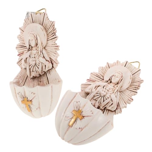 Cabilock Décoration Dintérieur Catholique 2 Bénitiers En Résine À Suspendre Au Mur Pour La Maison