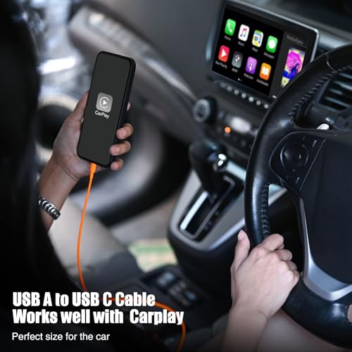Image of 3-Pack Orange [3.3FT+3.3FT+6FT] USB A to USB C Cable，USB to USB C Cable，Car Carplay Cable for iPhone 17 16 15 Pro Plus Pro Max Air，for Galaxy S25, for iPad, for MacBook and More