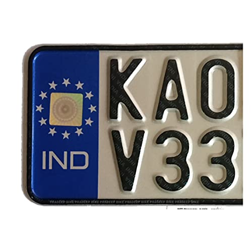 Image of IND Pradeep Bike - Custom Plate Embossed Blue White for Old Splendor Modified Accessories | Non-HSRP- No Serial Number Barcode. |Front Back | (Blue)