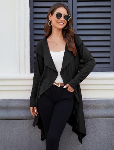 Yekaty Womens Fall Long Cardigan Sweater Open Front Duster Hooded Cardigan with Pockets3