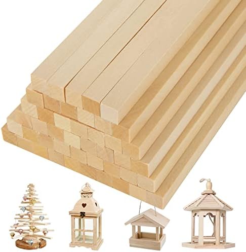 Amazon.com: QTLCOHD 100Pcs Wood Square Dowel Rods 3/8 Inch x 12 Wooden ...