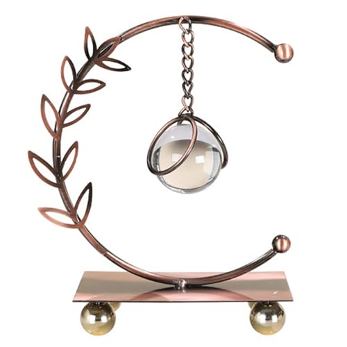 Whltzf Cadena Colgantes Decorativas Esfera con Hojas Metal Soporte para Hogar Y Oficina Estantes Adornamiento Decorativo Arte Hierro