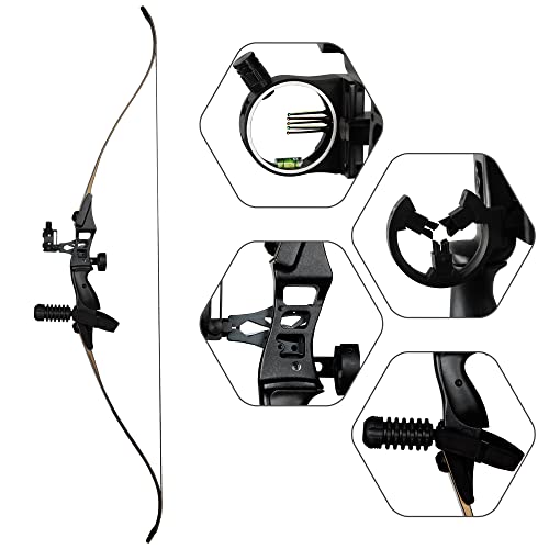 Reawow Archery Recurve Bows For Adults Bow And Arrows Sets Hunting Takedown Bows Adult Teens Beginner Left Handed Shooting Practice 54" 6 Carbon Arrows 35Lbs … … #TOP2