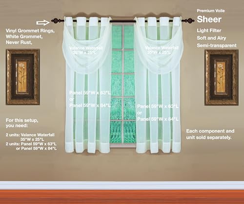 Image of Today's Curtain, Emelia Grommet Sheer Panel 63 inch Ecru, 59 inch W x 63 inch L