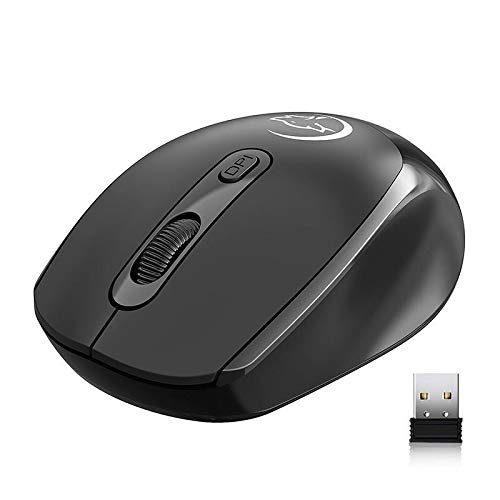 Anecity Wireless Gaming Mouse,2.4G Full Size Ergonomic Design PC Laptop Cordless Mice with USB Nano Receiver 4 Buttons 2400DPI Nano Receiver for Computer,Gaming,Office (black)