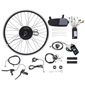 SABUIDDS 24 inch 36 V 500 W e-bike achterwiel ombouwkit kit E-bike achterwiel ombouwset DIY E-bike LCD display elektrische fiets ombouwset voor 24 inch V-brake schijfrem achterwiel fiets (voor HL Plus