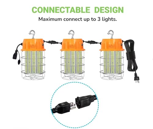 400W LED Temporary Work Light,Portable Hanging Construction Work Light,5000K 56000LM,with ON/Off Button & Hook Jobsite Lighting