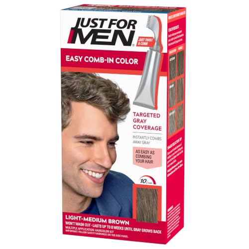 JUST FOR MEN Easy Comb-In Color, No-Mix, Light-Medium Brown A-30 (1 Pack)