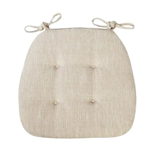 Coussin chaise extérieur en lin beige avec envers antidérapant - 2