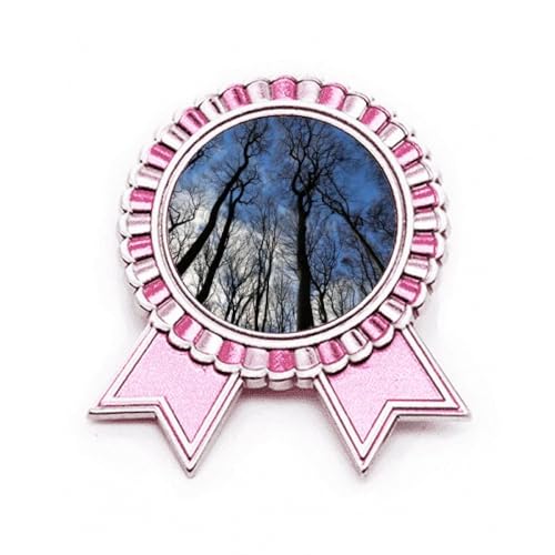 Broche bleu vert science et nature médaille rose en métal taille M