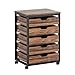 Tribesigns 5 Drawer Chest, Wood Storage Dresser Cabinet with Wheels, Industrial Storage Drawer Organizer Cart for Office Bedroom Entryway (Rustic Brown, 1 PC)