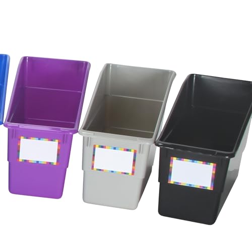 Image of Really Good Stuff Rainbow Organizing Bins, Plastic Book Holders - 12-Pack