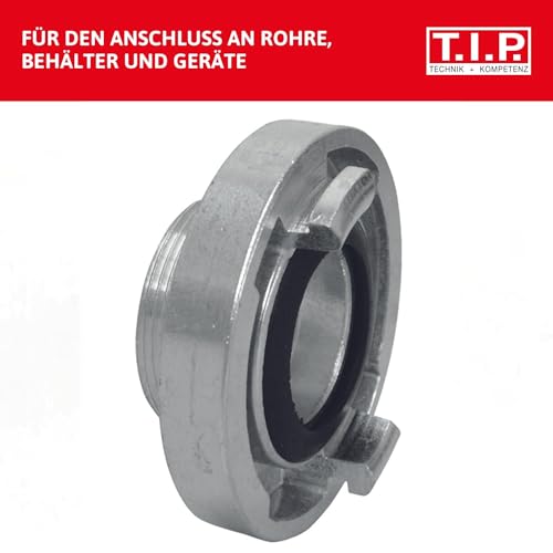 T.I.P. C 52-Storz-Kupplung 2 Zoll AG Silber mit Nitrildichtring für Saug- und Druckeinsatz - Hochwertige Festkupplung für Rohr, Behälter, Gewebeschläuche, 31093