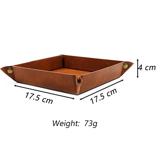 2 PCS Leather Valet Tray Organizer, Leather Nightstand Organizer for Men and Women, Dresser Organizer for Dresser Desk Top - Key and Wallet Box - Bedside Charging Station(Brown)