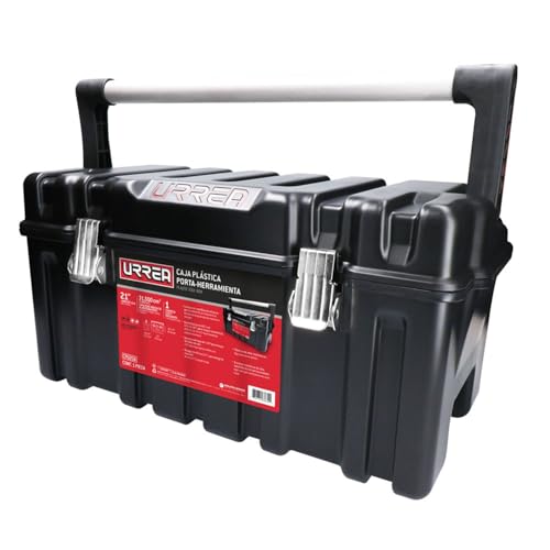 URREA Plastic Tool Box w/Tray - Heavy Duty Storage Toolbox with Metal Latch & High-Strength Fastener Clasps - CPU20A