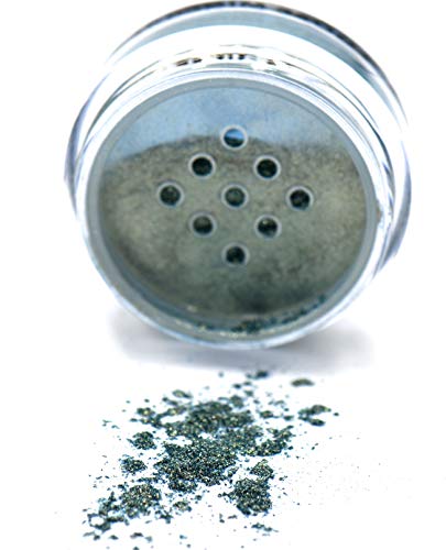 Teal Jewel Emerald City Green & Hints Of Golden Sparkle Loose Powder Mineral Glitter Single Pot Eyeshadow Dust Pigments; Talc, Paraben & Cruelty Free, No Animal Testing #TOP1