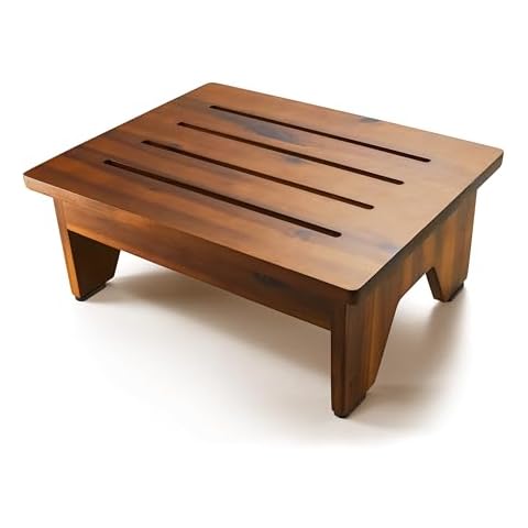 Holana 6.5" Wooden Step Stool for Adults (No Assemble Required)- 500 Lbs One Step Stools for High Bed Riser - Small Stepping Stool for Elderly, Seniors, Kid/Bathroom, Bed, Kitchen (Acacia Wood) Cover