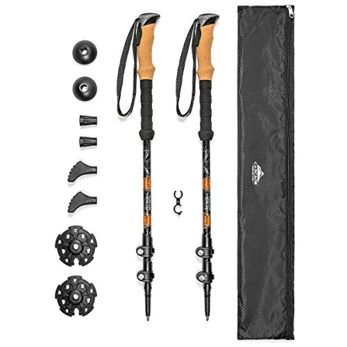 Cascade Mountain Tech Aluminum Quick Lock Trekking Poles - Collapsible Walking or Hiking
