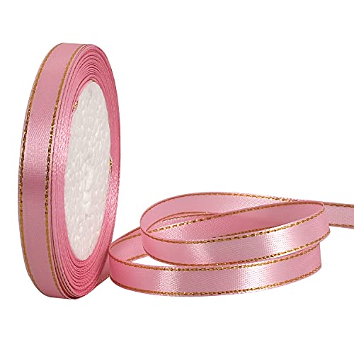 TONIFUL Pink and Gold Satin Ribbon