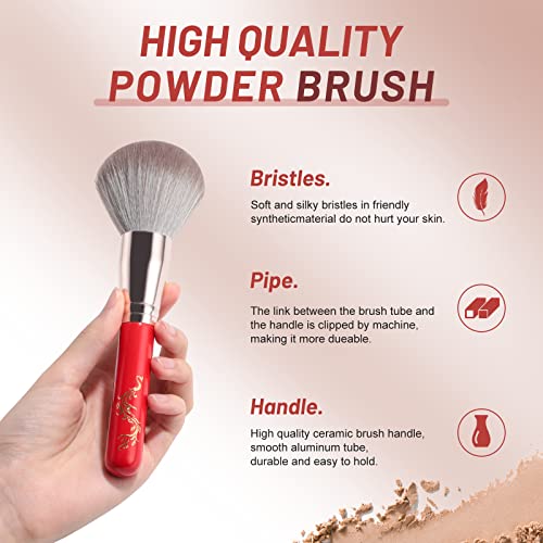 Bs-Mall Powder Brush With 2 Pcs Makeup Sponges Red For Foundation Powder Blush Concealer Makeup Brushes #TOP2