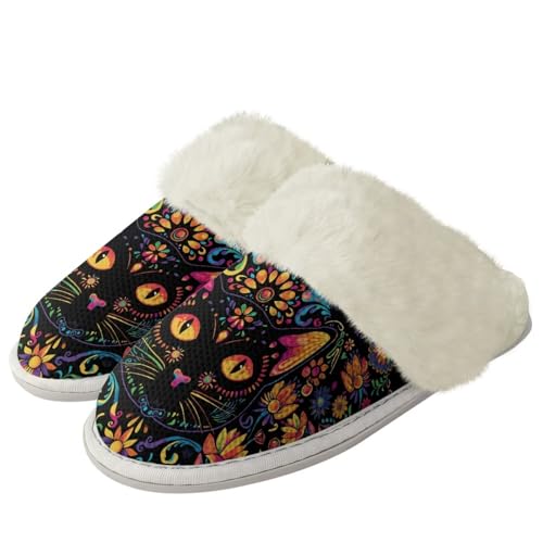 Cozy Slippers for Women Men Indoor House Shoes with Anti-Skid Sole and Fuzzy Collar Warm Slippers