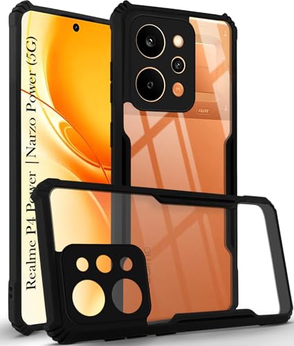 Image of Jkobi Hybrid Back Cover Case for Realme P4 Power 5G | Realme Narzo Power (Shockproof with Polycarbonate Clear Panel | Professional Black)