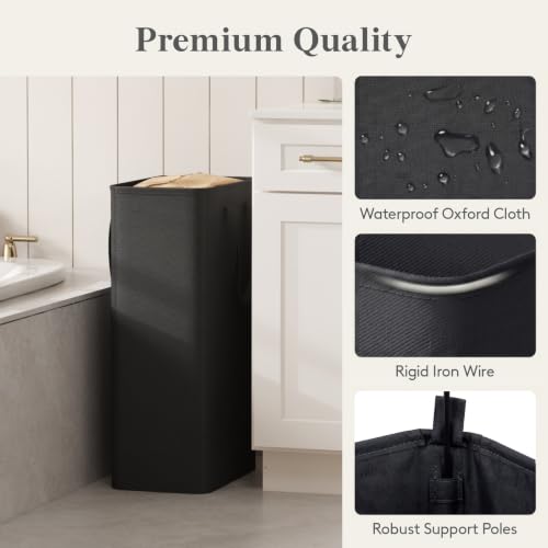 Image of Lifewit Slim Collapsible Laundry Basket with Handles, 75L, Black