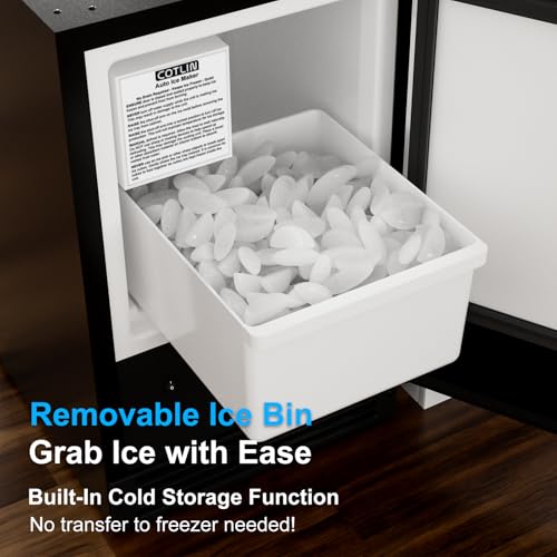 Image of COTLIN Drainless Under Counter Ice Maker 15 inch W with 12LBS Storage Bin, Crescent Ice, No Drain Required, Stainless Steel Free Standing Ice Maker for Home, RV, Boats, Yacht, ETL Approved, 2026 Upgraded