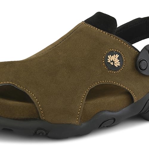 Image of Centrino Men's Sandals | Slingback Strap with Cushioned Black Footbed | Closed-Toe Clog Sandals | Stylish Sandal with Grip Insole | Comfortable Casual Footwear for Office, Travel & Walking (9585)