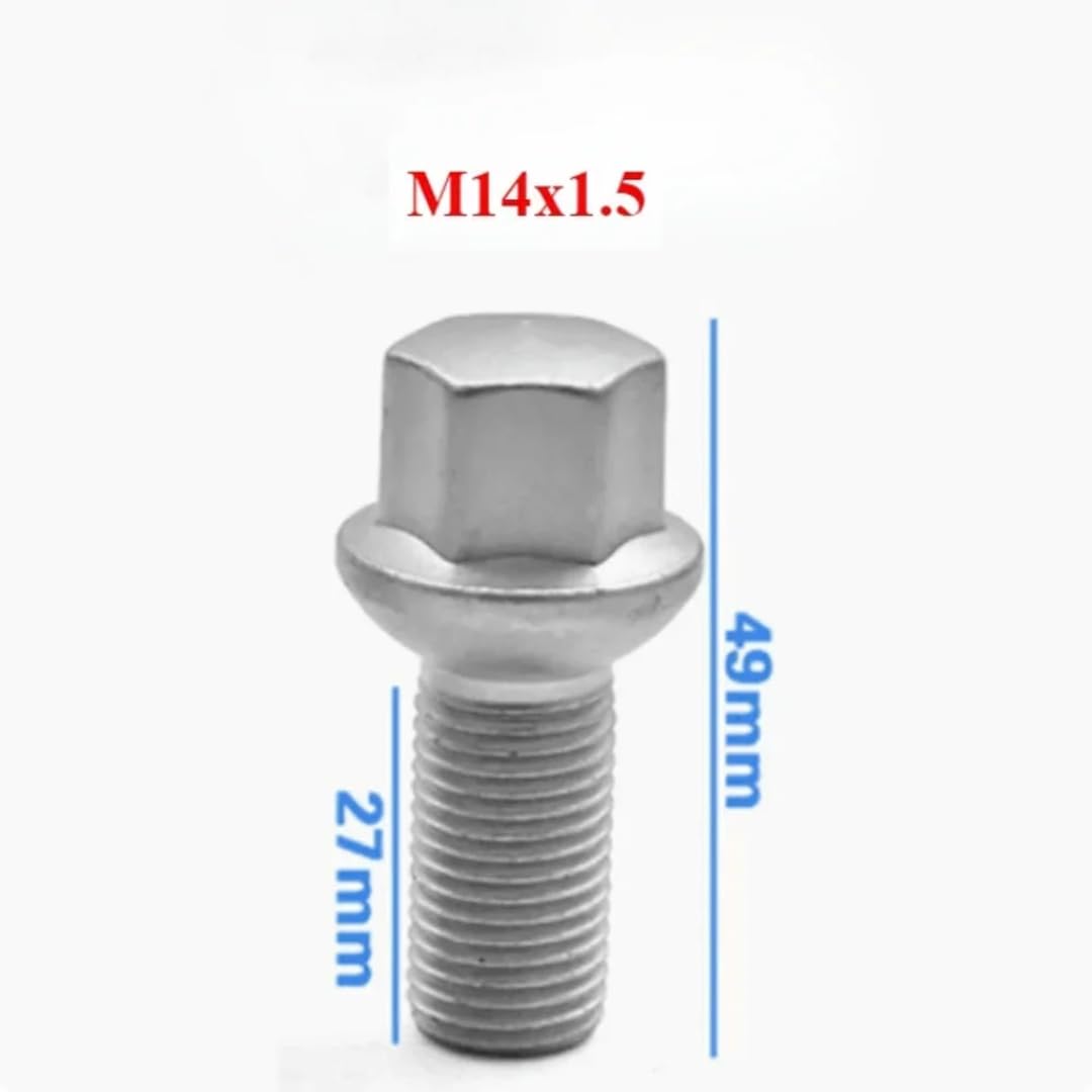 Śruby do Kół dla Mercedesa Benz, śruby piasty koła M14x1,5, sześciokątne, długość 17 mm, długość gwintu 49 mm, gniazdo kulowe 27 mm
