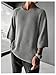 Verdusa Men's Drop Shoulder 3/4 Sleeve Sweaters Crew Neck Ribbed Knit Tops Grey Large