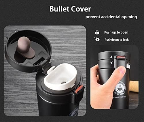 Image of Novo Insulated Coffee Travel Mug, Double Walled Stainless Steel Tumbler, Insulated Cup with Leakproof Lid, Thermal Mug with Non-Slip Protective Grip (Multicolor)